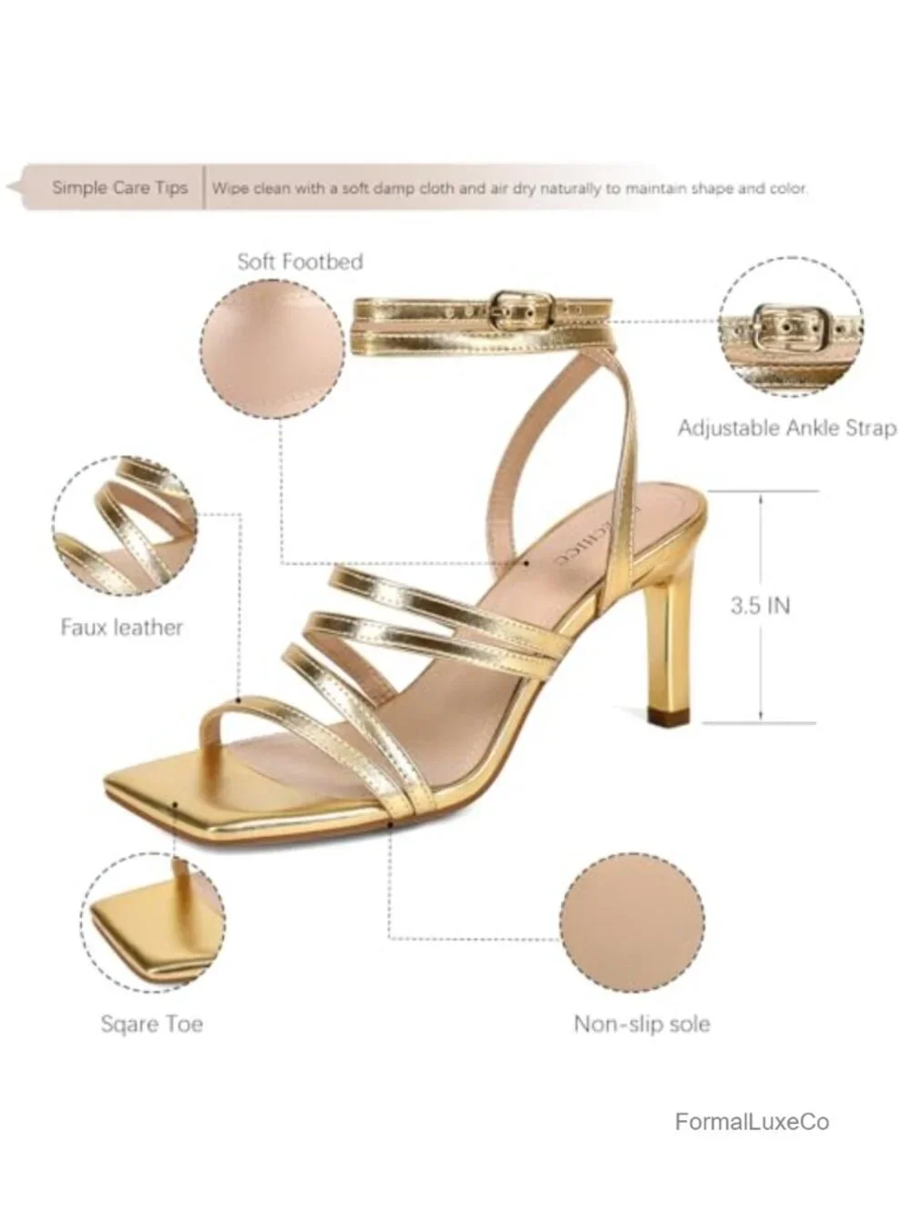 Women Square Open Toe Heeled Sandals Chunky Ankle Strap Dressy Party Prom